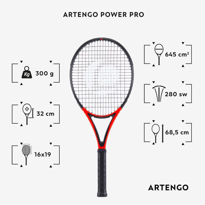 Raquete de ténis adulto - ARTENGO TR990 POWER PRO Vermelho / Preto