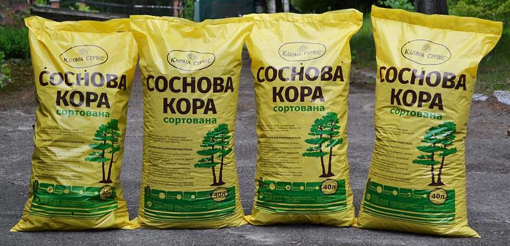 Соснова Кора для мульчування/ Велика, Середня, Мілка / Для клумби