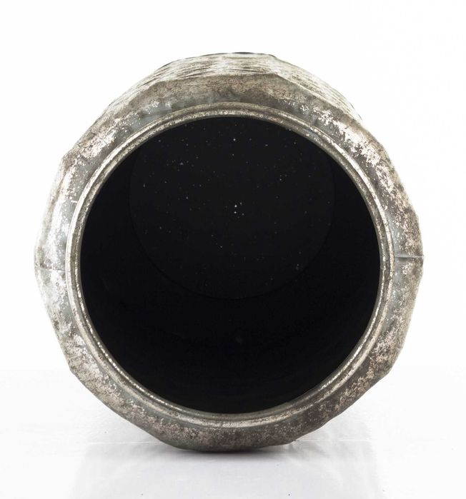 Srebrna Wysoka Osłonka Metalowa Tłoczona Wazon Donica Retro 141097