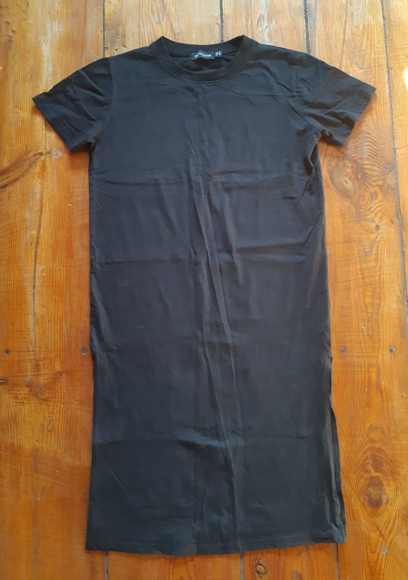 Czarna długa bluzka sukienkowa z rozcieciami oversize S 36