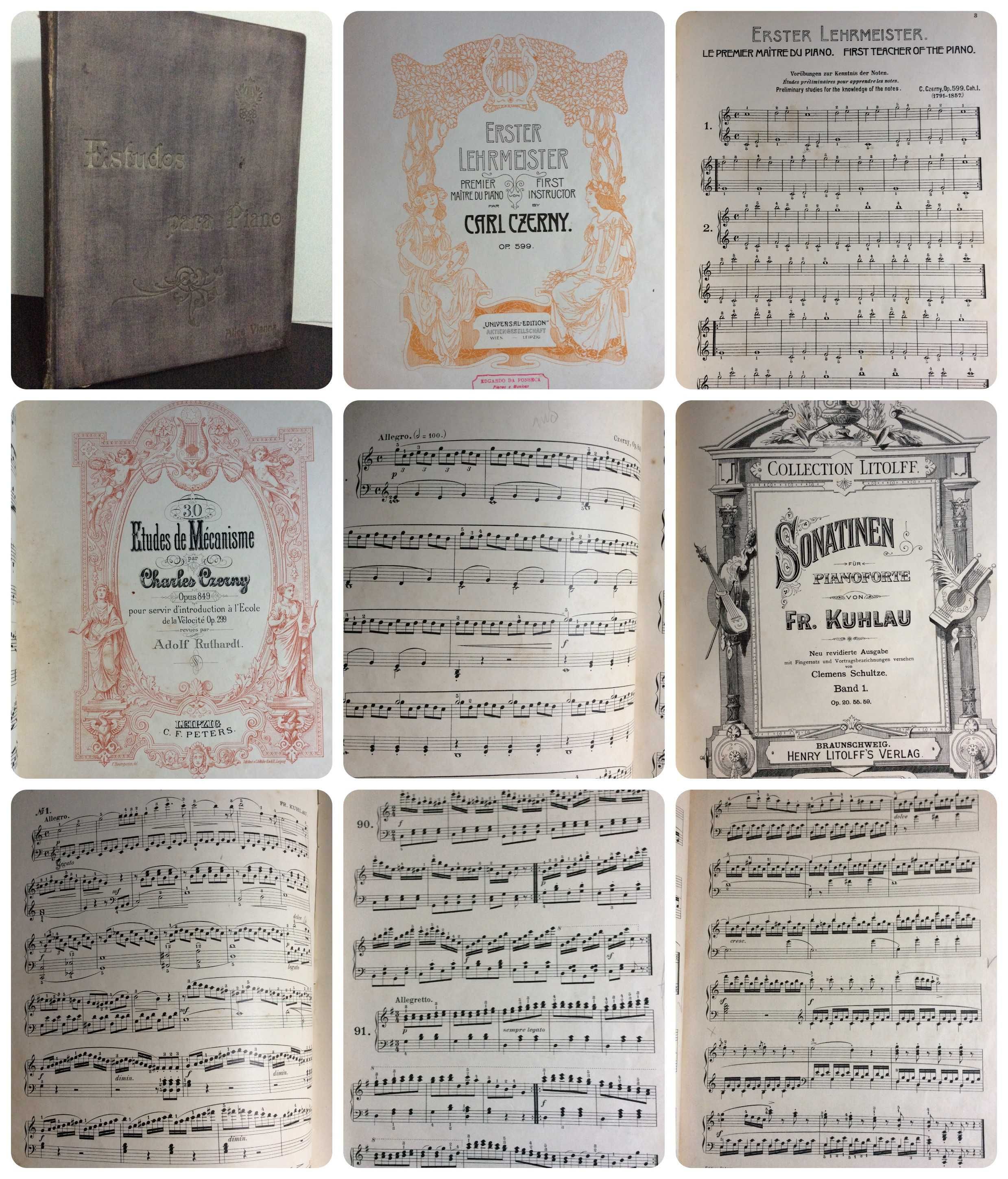 Livro de estudos para piano, de Alice Vianna, 18??.  3 obras. Raro