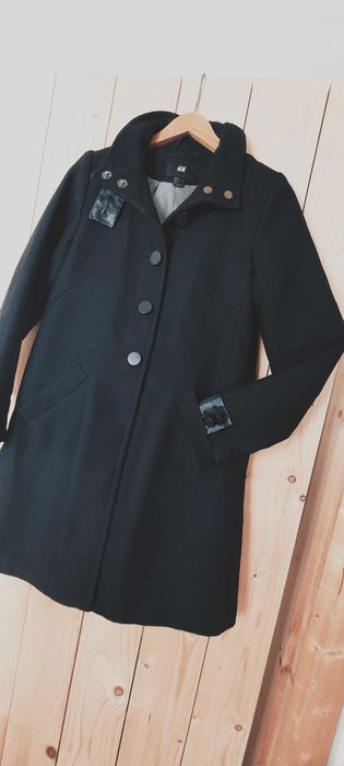 Płaszczyk H&M 34 damski płaszcz czarny elegancki jesienny wiosenny