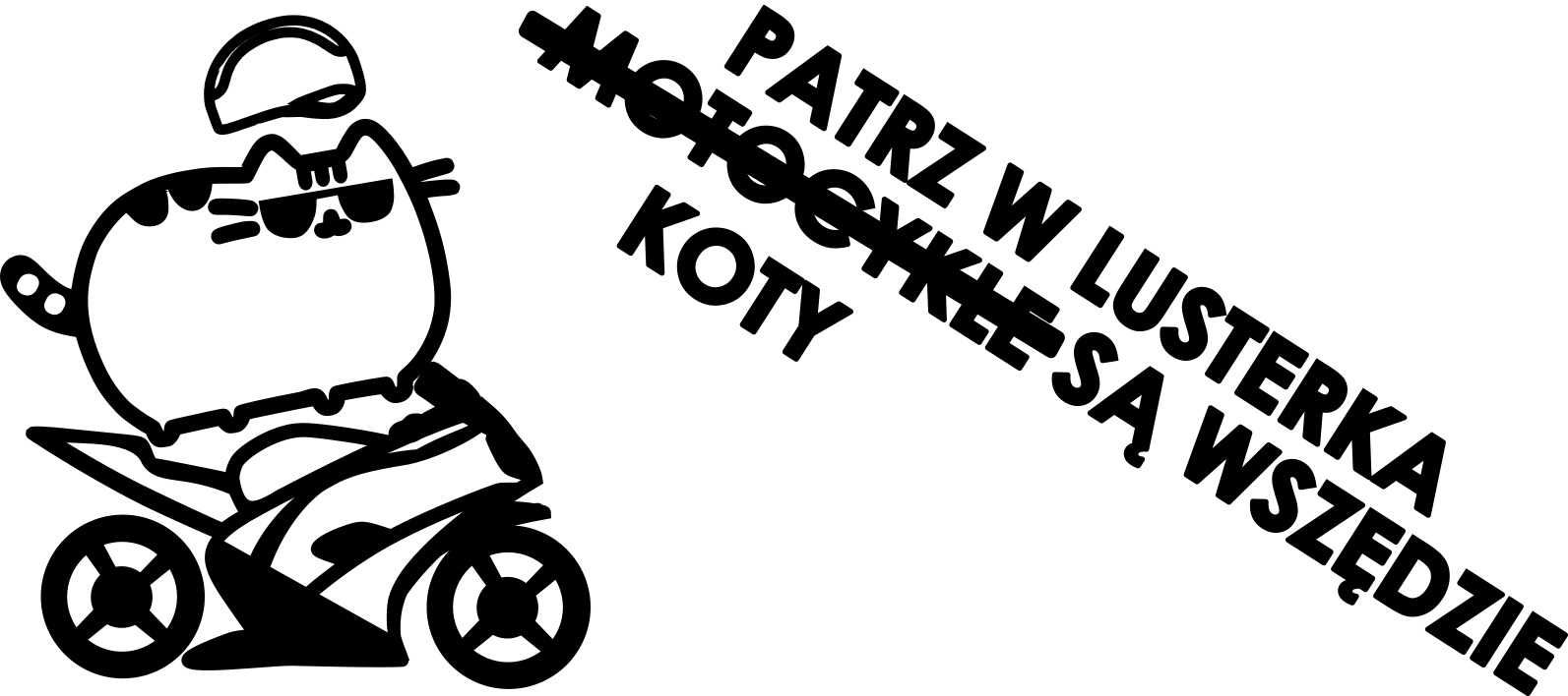 Naklejka MOTOCYKLE SA WSZĘDZIE kot pusheen sportowa Koty są wszędzie