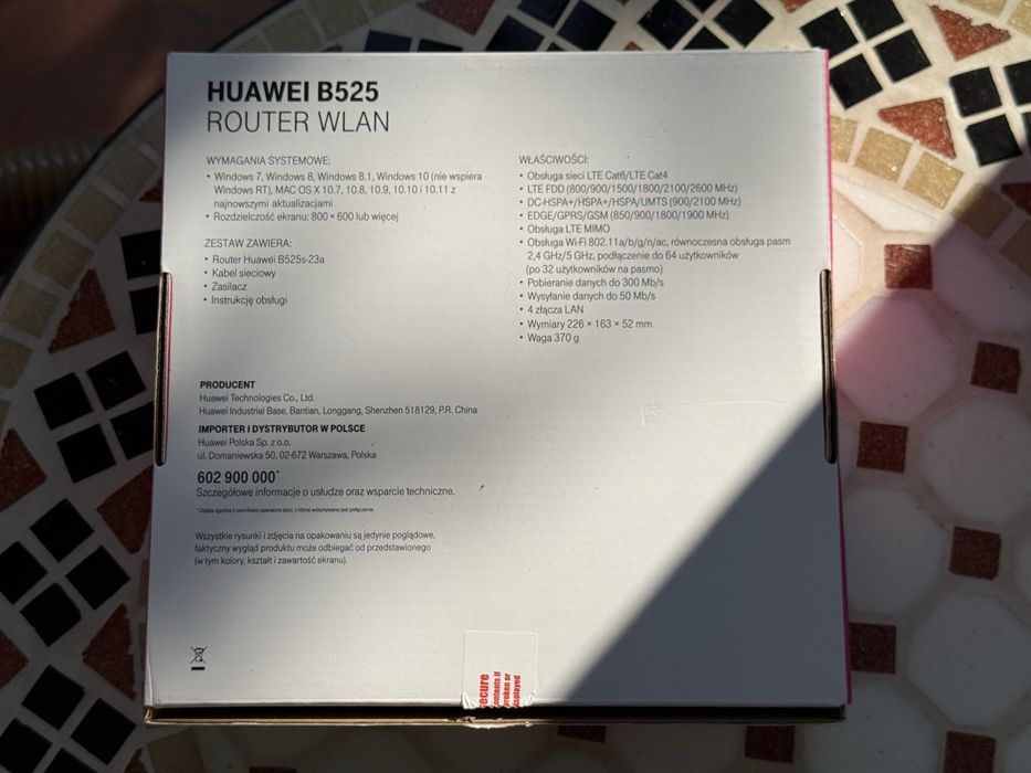 Huawei B525 SIM WiFi 750Mbps 4xLAN (LTE Cat.6 300Mbps/50Mbps)