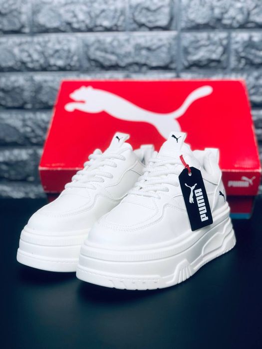 Кроссовки на танкетке белые Пума / Puma кросовки на платформе Осень