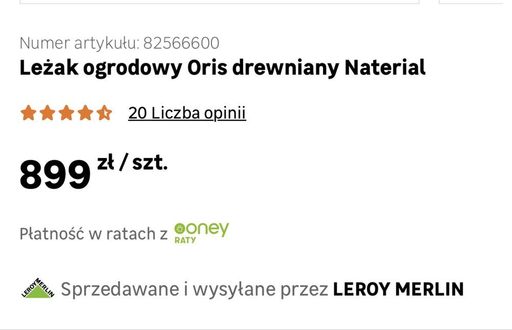 Leżak ogrodowy tatasowy Leroy Marlin jak nowy