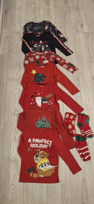 Koszulki świąteczne 122/128 7szt