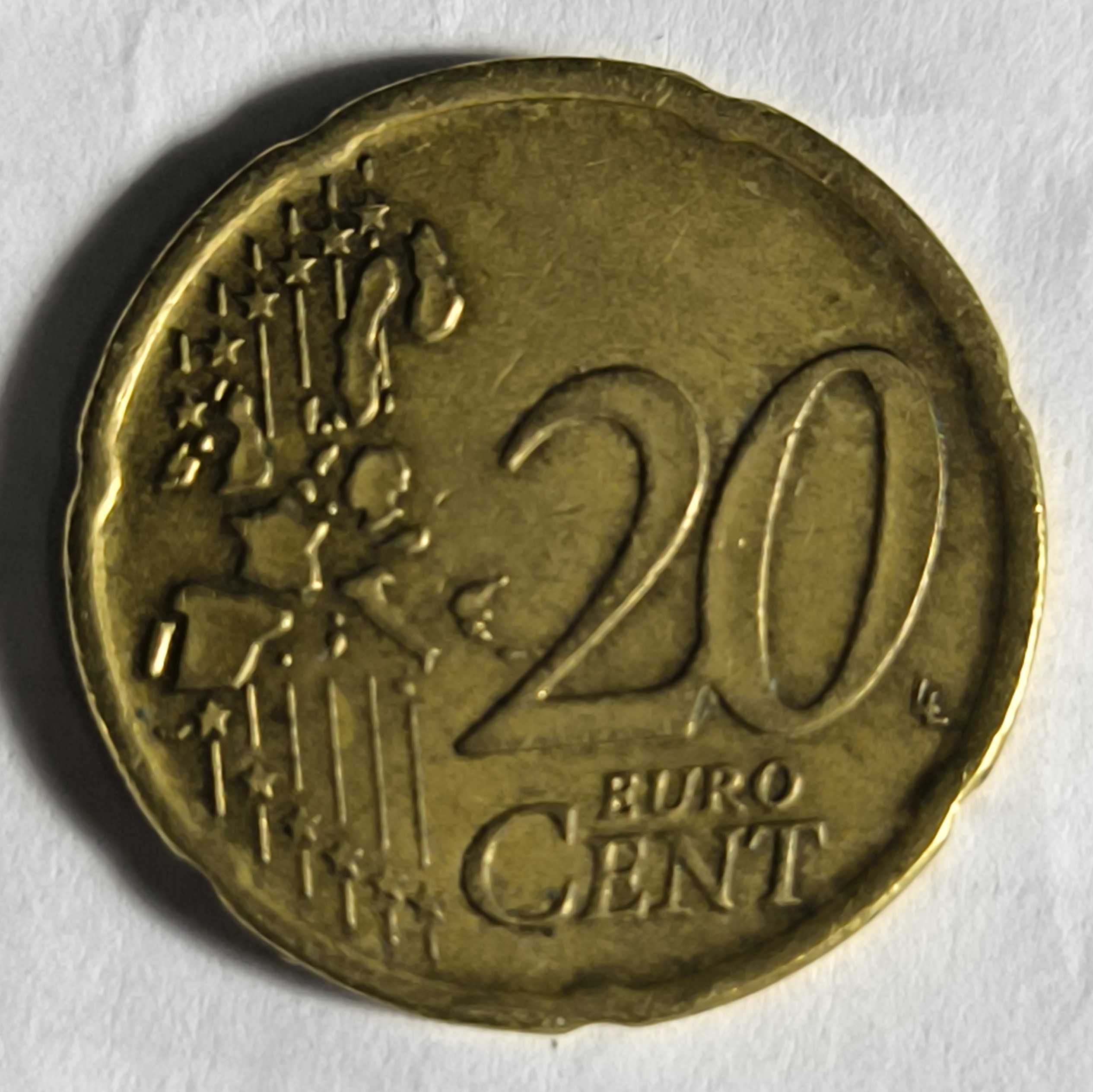 Moeda rarissima de 20 cent de 1999 Espanha c excesso  metal na orelha