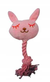Zabawka pluszowa ze sznurem maskotkapiszcząca dla małego psa królik