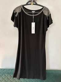Solar nowa czarna sukienka z koralikami r 38