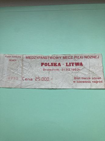 Bilet Polska-Litwa 1993 Brzeszcze