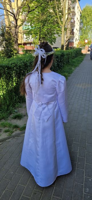 Alba, sukienka komunijna 128-140, w kpl. z rękawiczkami i bole
