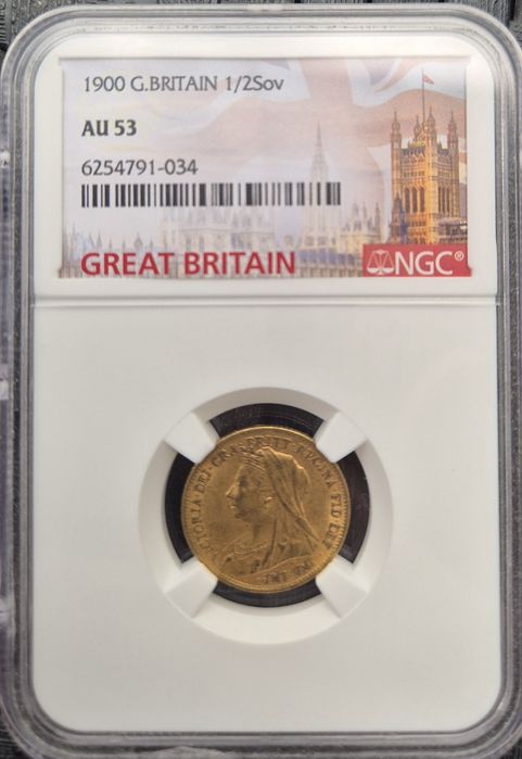 1/2 Złoty Suweren 1900 grading NGC