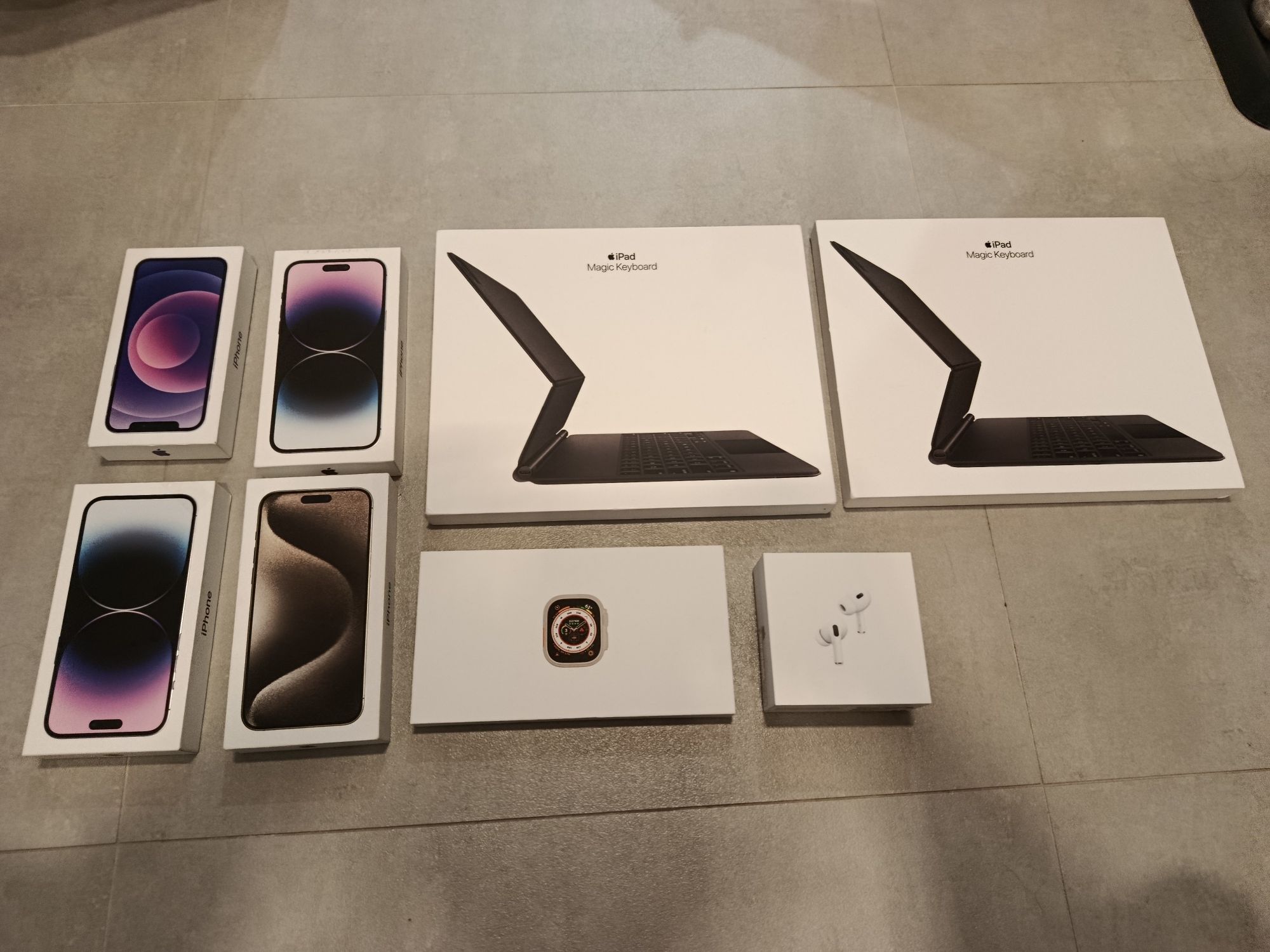 Puste opakowania Iphone Airpods Magic keyboard