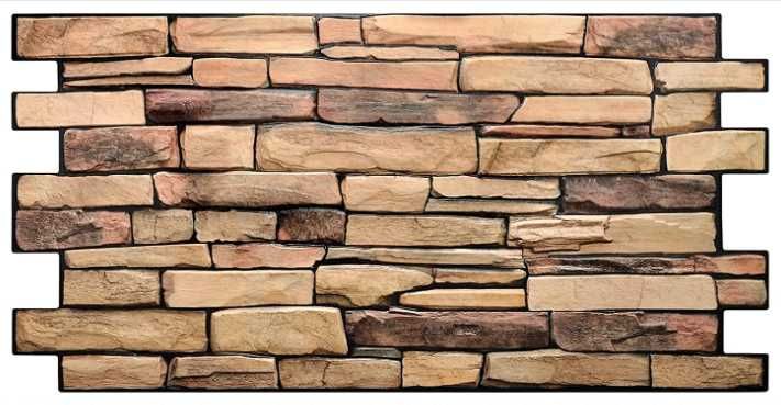 Panel Ścienny 3D PVC Dekoracyjny Brąz Beż Łupek Kamień Ozdoba Ścienna