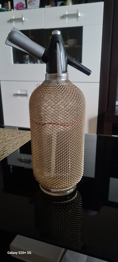RETRO MERKURIA w złotym oplocie Syfon , Saturator .. PRL vintage