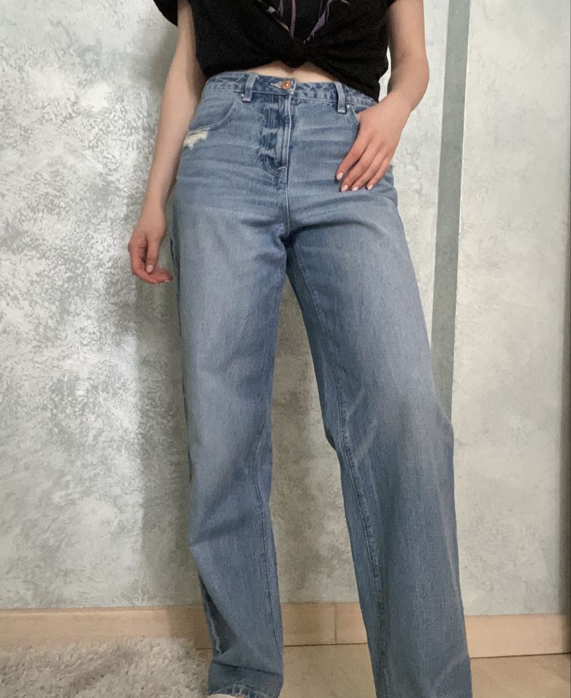 Прямі сині джинси asos, L розмір