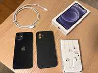 iPhone 12, Black 64GB, bateria 95% + etui + słuchawki EarPods