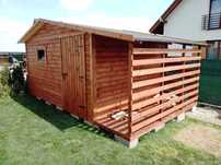 Domek narzędziowy z drewutnia, domek ogrodowy 4x3 z drewutunią 0,8m