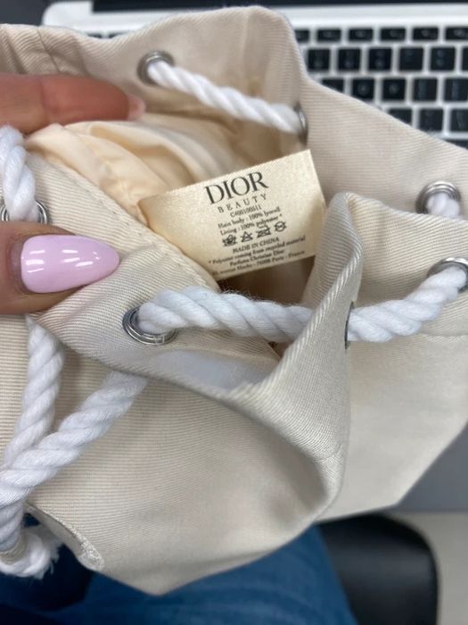 Christian Dior CD Woreczek worek kosmetyczka torebka nude ekri lyocell