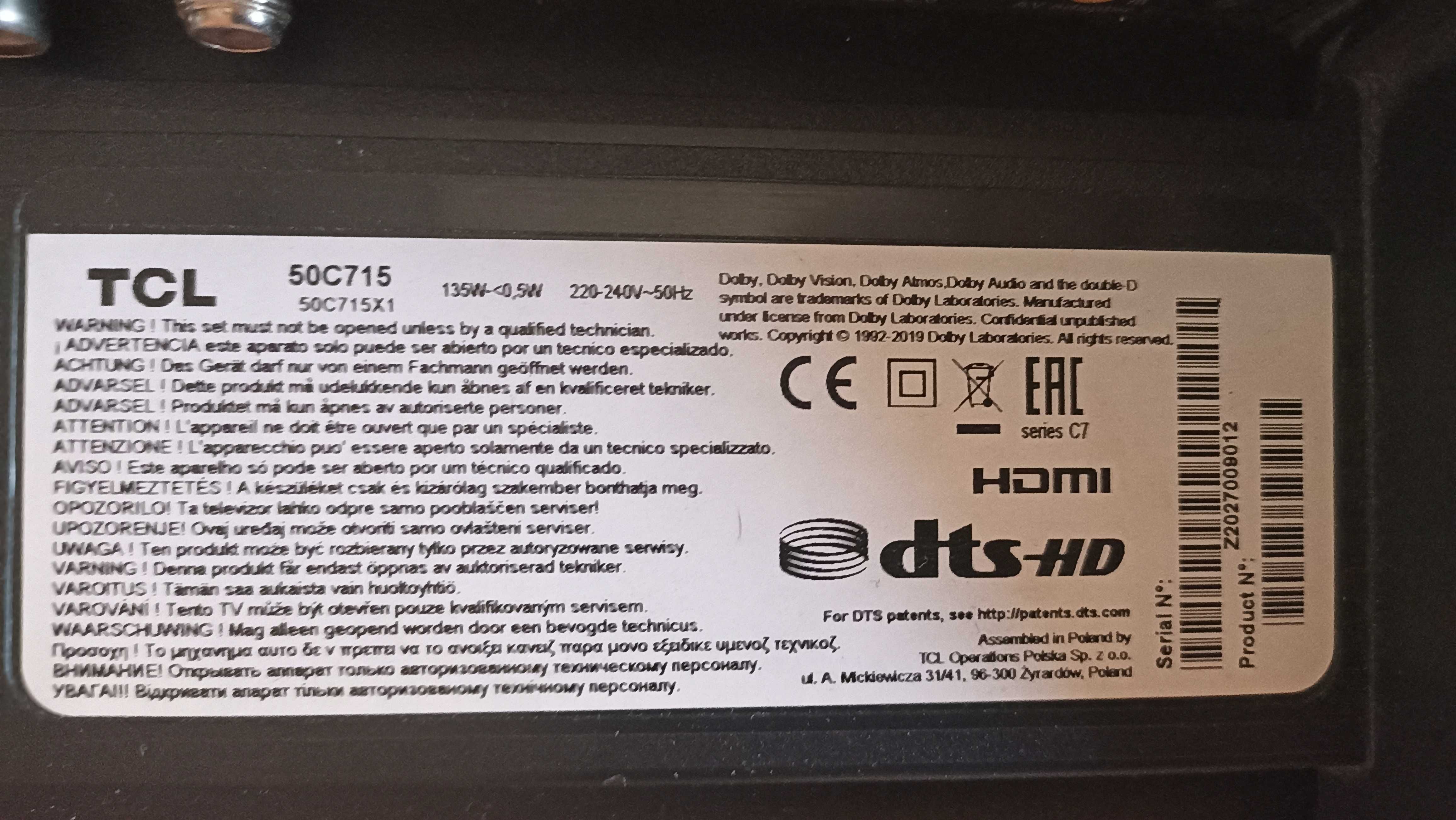 Телевізор TCL 50C715