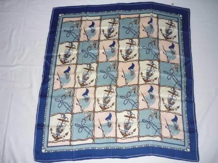 Хустка 100% натуральний шовк King Seide велика хустина морська тема