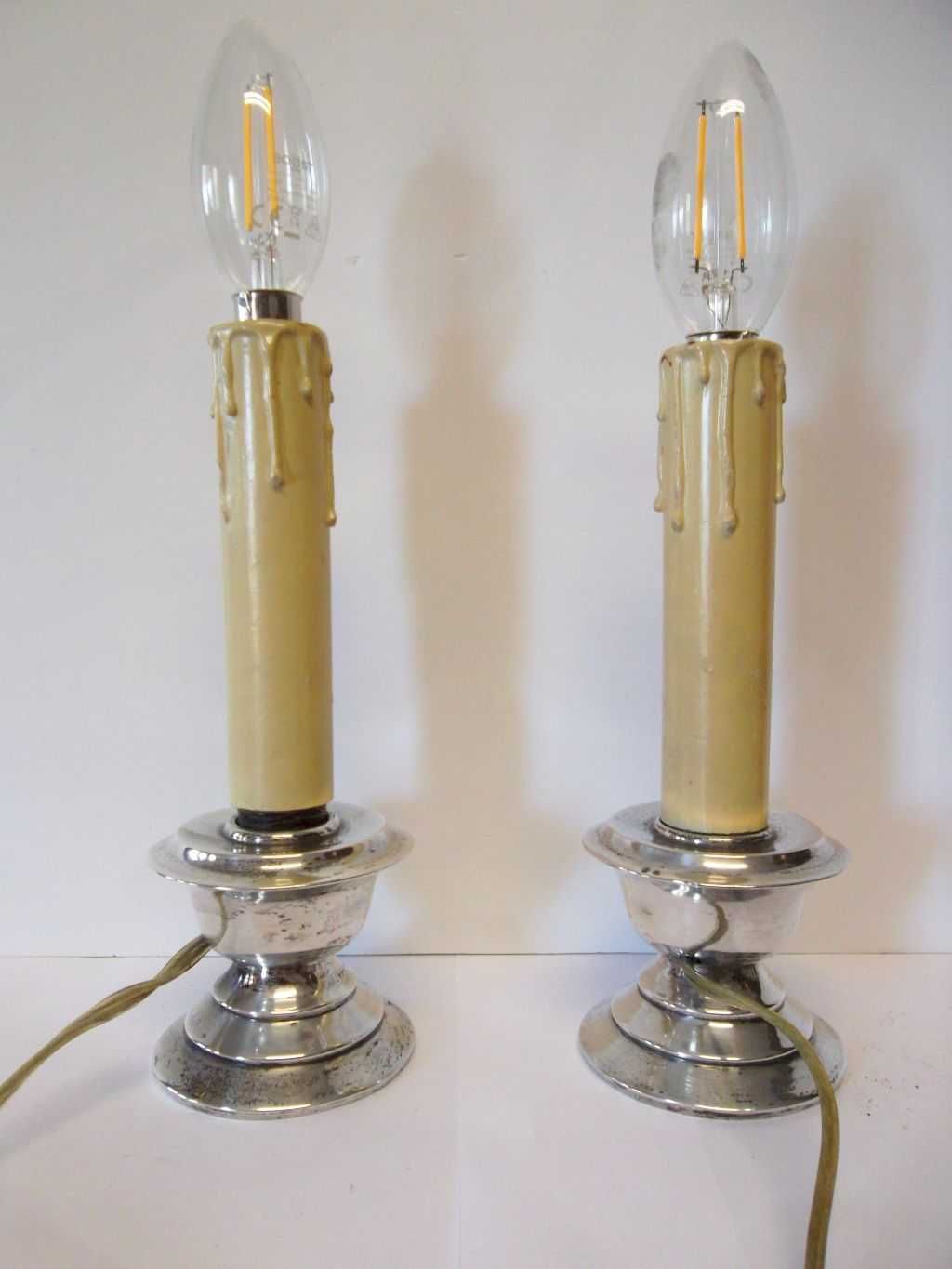 2 raros antigos candeeiros de mesa Arte Deco em prata 885