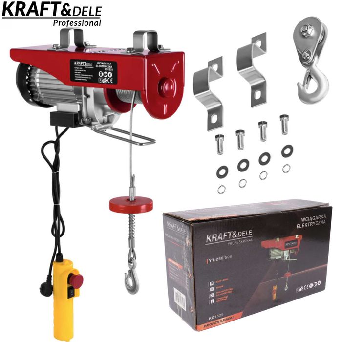KRAFT&DELE Wciągarka Wyciągarka 230v Elektryczna Linowa 500kg KD1525