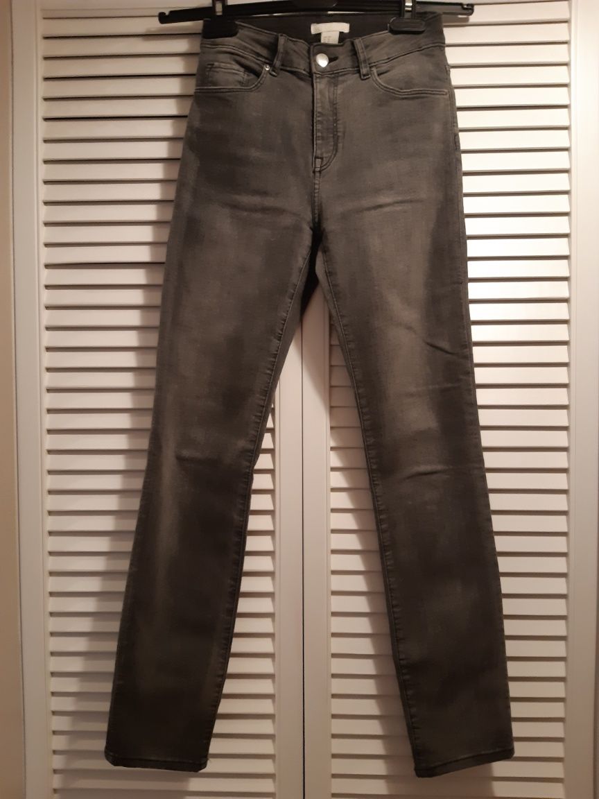Jeansy szare XS Petite H&M 158 wysoki stan