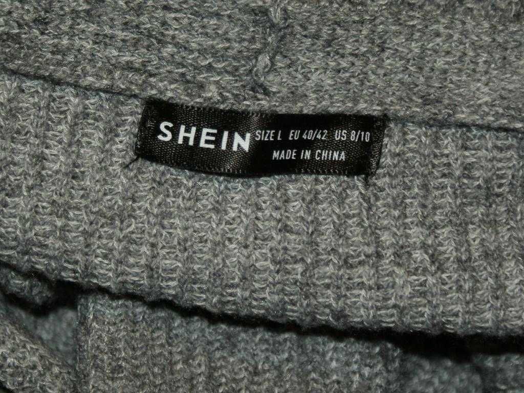 Shein maxi długi kardigan sweter damski rozpinany szary wiązany 40 L
