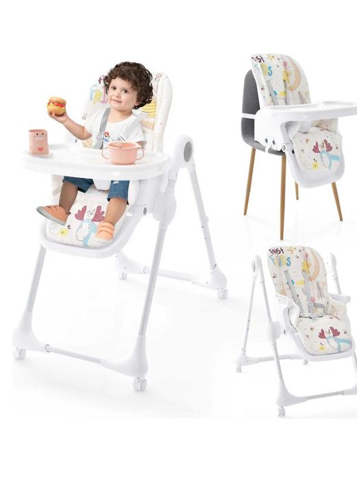 Składane krzesełko do karmienia 3 w 1, 7-stopniową regulacją wysokości