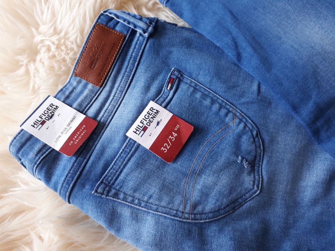 Hilfiger Denim jeansy spodnie low rise skinny Sophie 32/34 L XL piękne