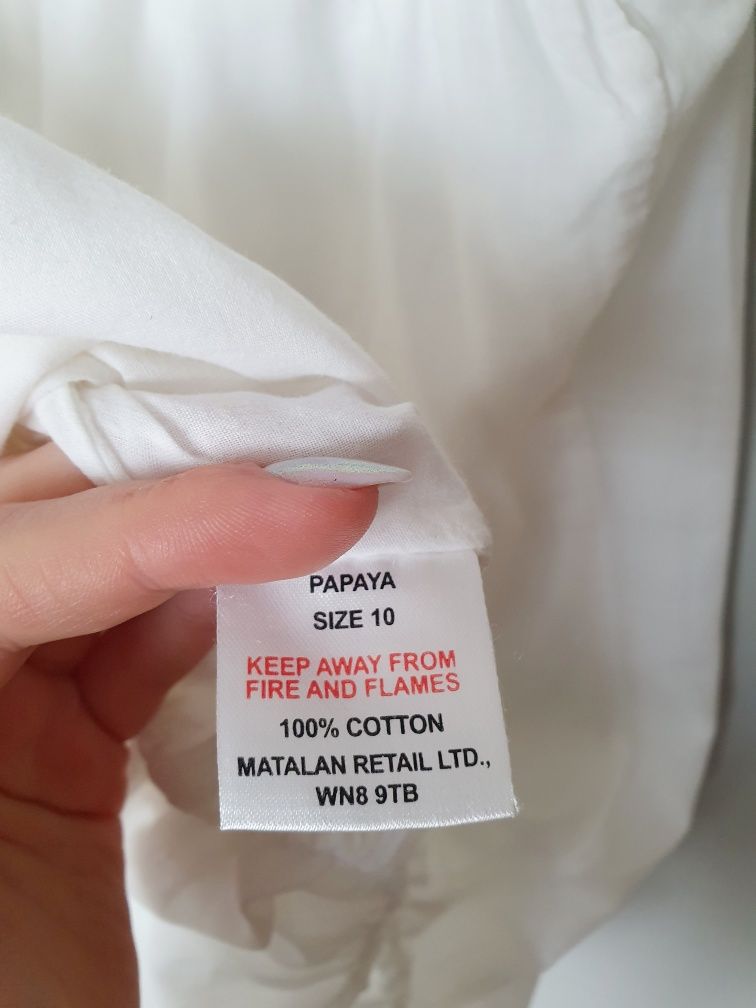 Biała bluzka ażurowa / koronka krótki rękaw Papaya Matalan 38 m