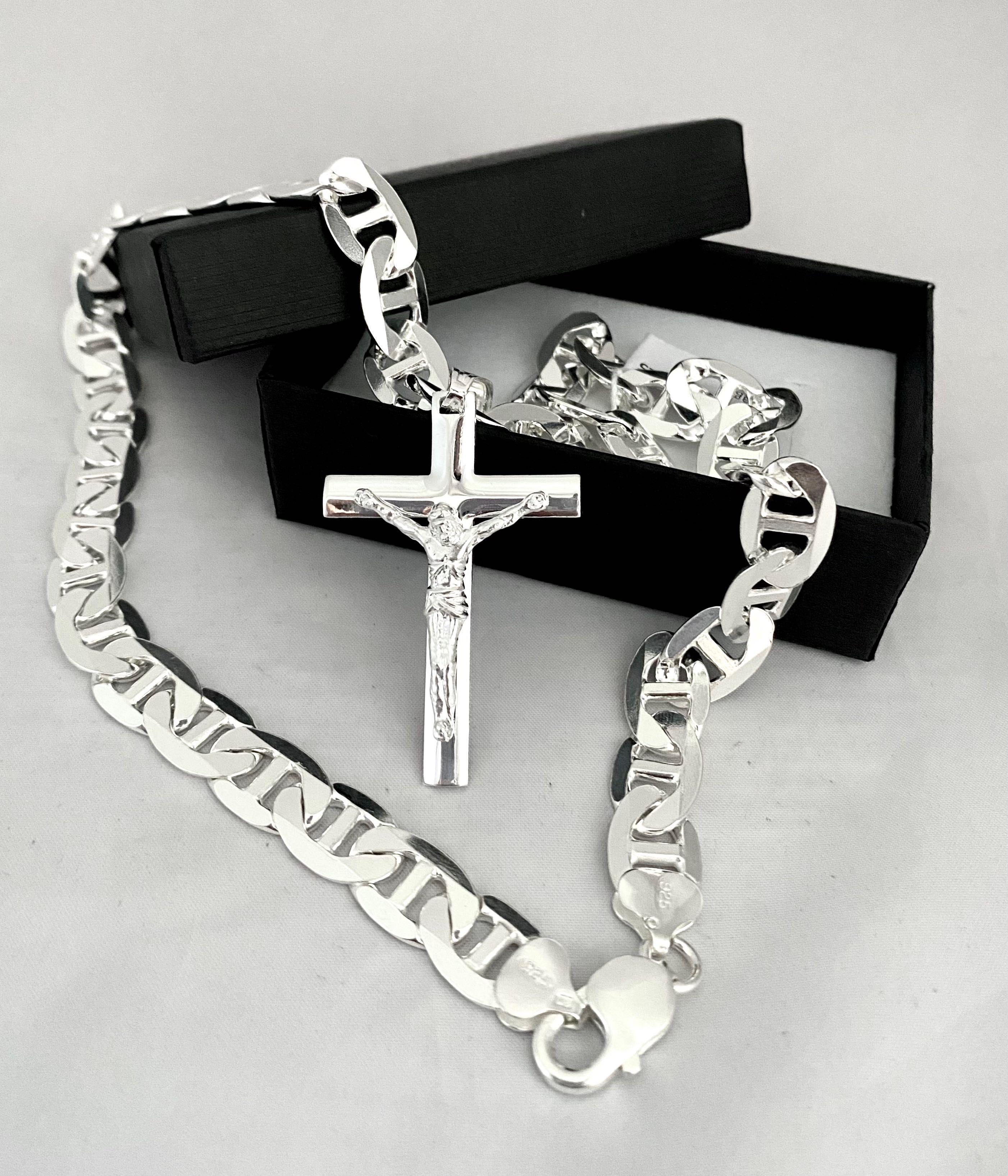 NOWY ŁAŃCUSZEK SREBRNY GUCCI 10,3mm 50cm oraz Krzyżyk próba 925. Sklep
