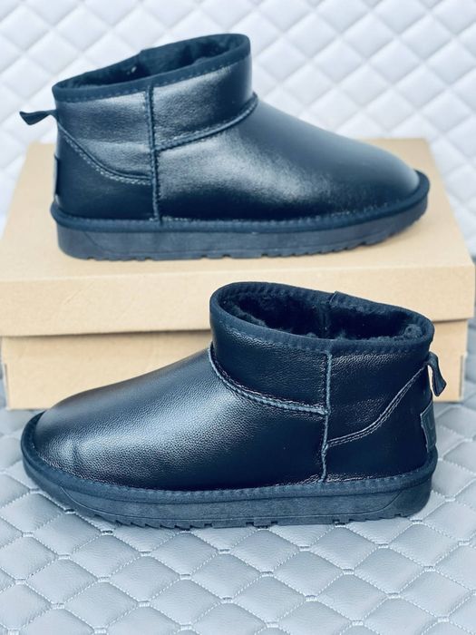 Мужские кожаные ульира мини угг Ugg ultra mini leather black