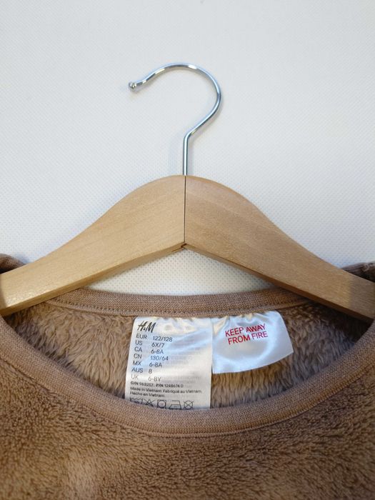 Ciepła polarowa chłopięca piżama pluszowy miś H&M 122-128