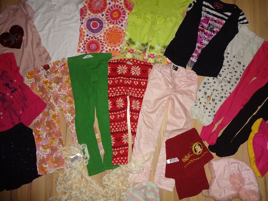 zestaw modnych oryg. ciuszków dla dziewczynki leginsy IDEALNY STAN 6-7