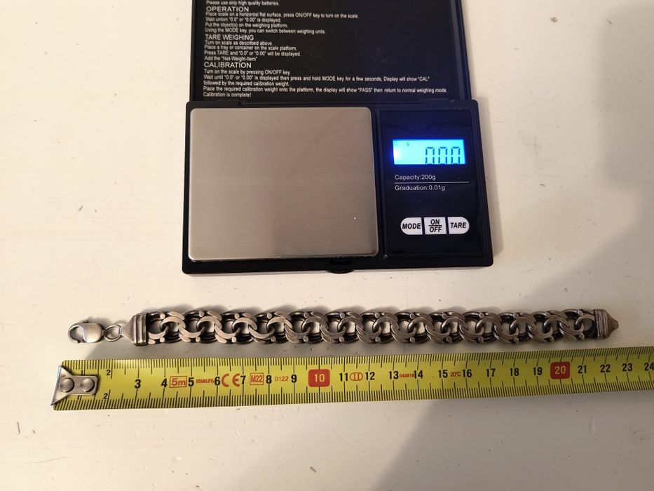 Srebrna bransoletka splot Garibaldi długości 23cm szerokość 14mm