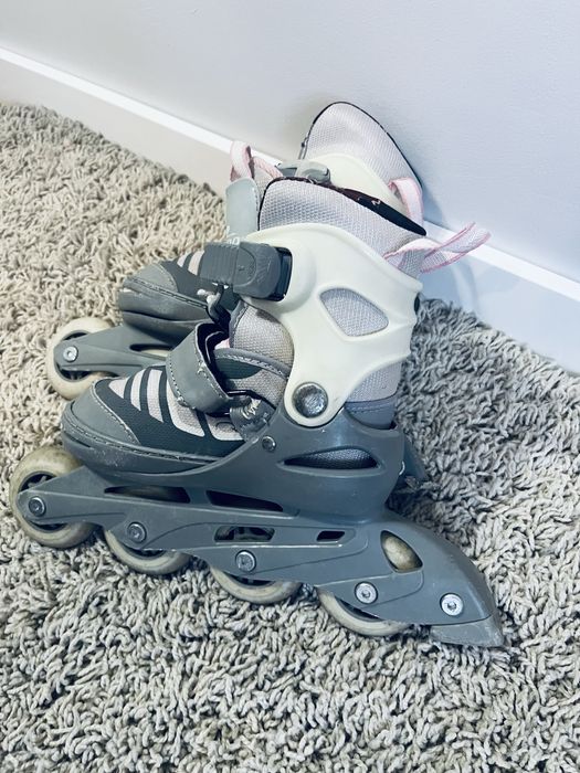 Rolki szare pudrowy roz dla dziewczynki wrotki 29,30,31,32,33