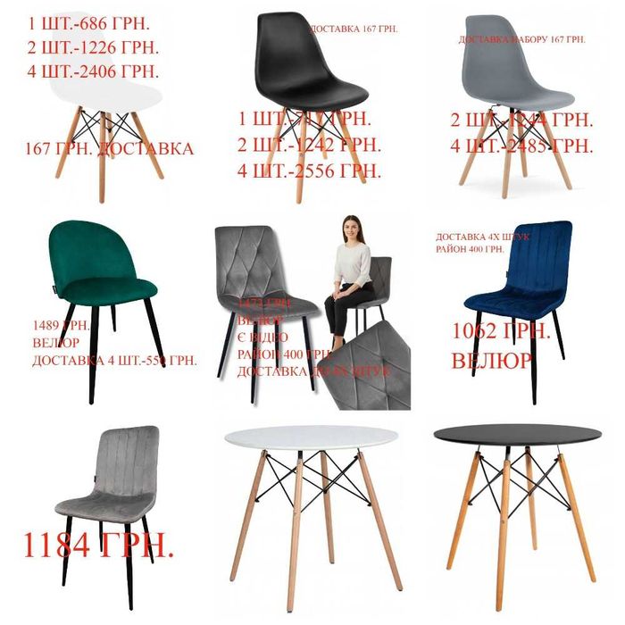 НОВІ стільці,СТОЛИ,крісла,велюр,пластик,дім, ресторації,кафе