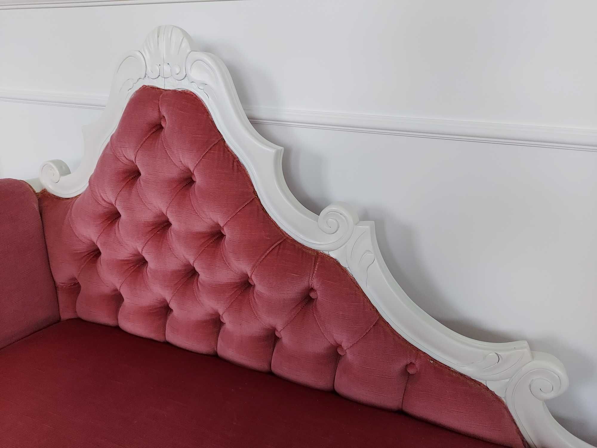 Sofa kanapa szezlong różowo biała