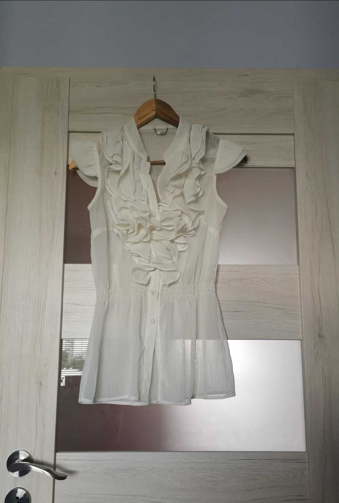 Ali&Kris kremowa elegancka bluzka z żabotem M 38