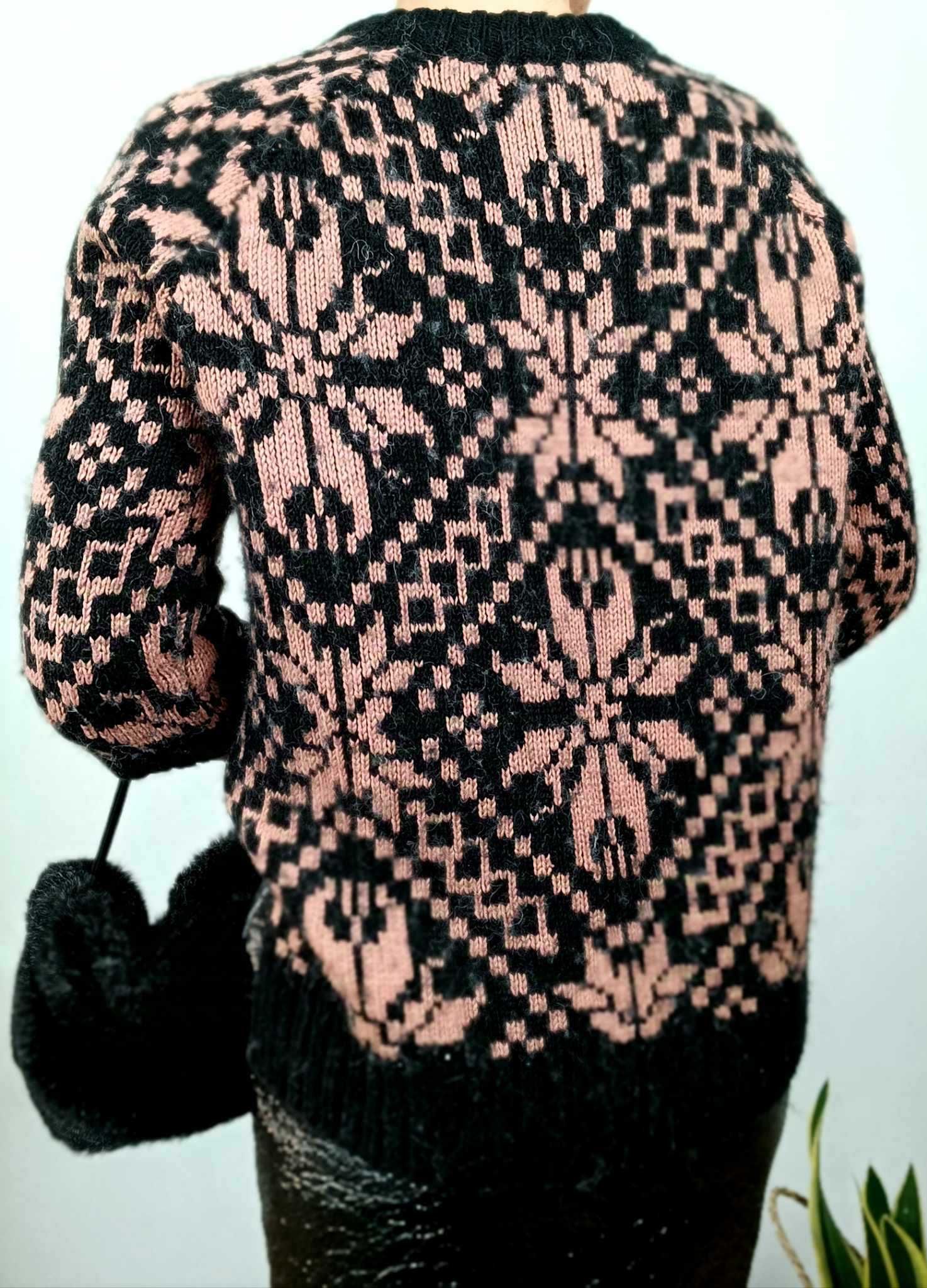 wzorzysty sweter damski  norweski styl s H&M akryl wełna alpaca