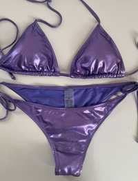 Bikini stroj kapielowy fioletowy blyszczacy