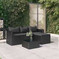 vidaXL Conjunto lounge de jardim vime PE preto 362330