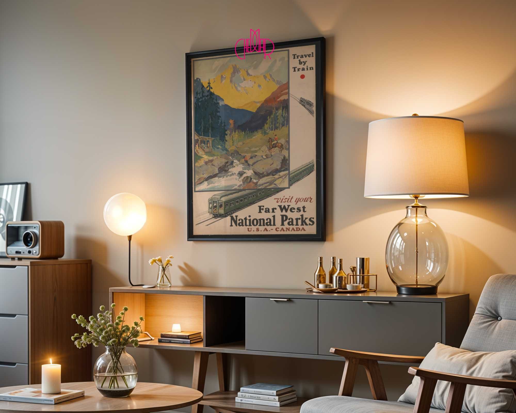 Plakat „Far West National Parks”, vintage, USA, Kanada, Parki Narodowe