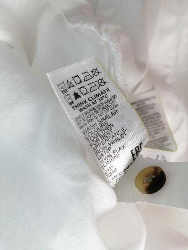 Длинное белое льняное платье M&S