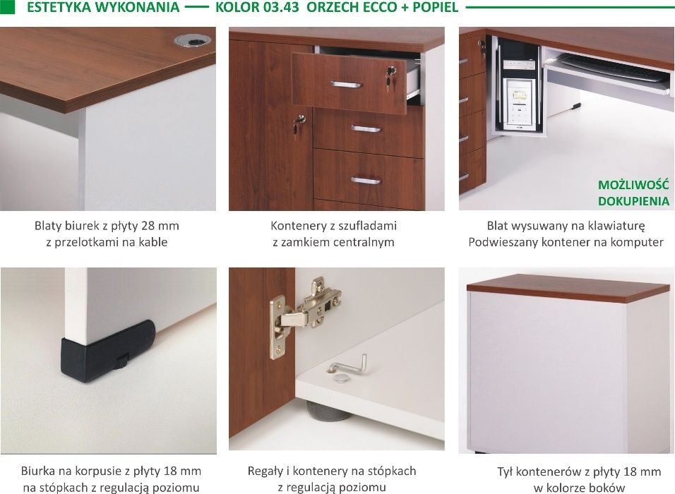 Komplet mebli do biura, 2 biurka z szafkami