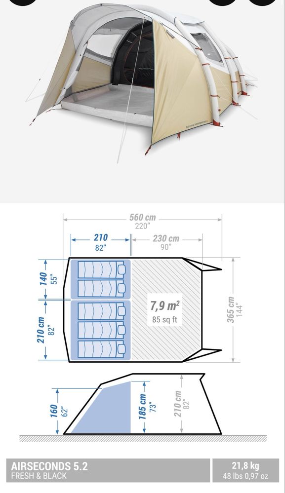 Namiot Quechua Air Seconds 5.2 F&B 5 osobowy