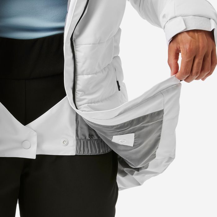 Casaco de Ski Quente Meio-Comprido 100 Mulher Branco